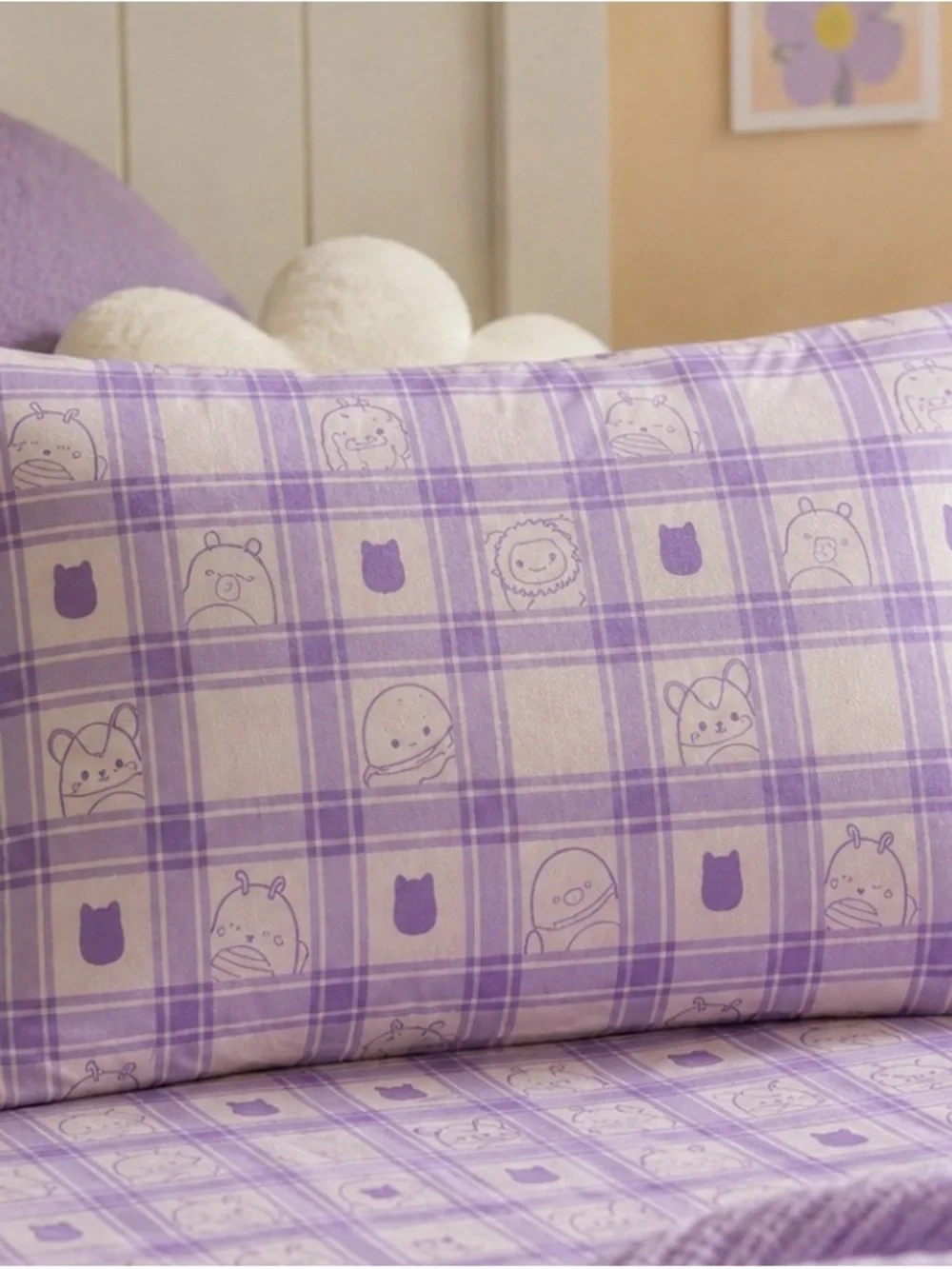 SquishPillow by Squishmallows Supersoft Pillowcase – Purple Plaid New In package